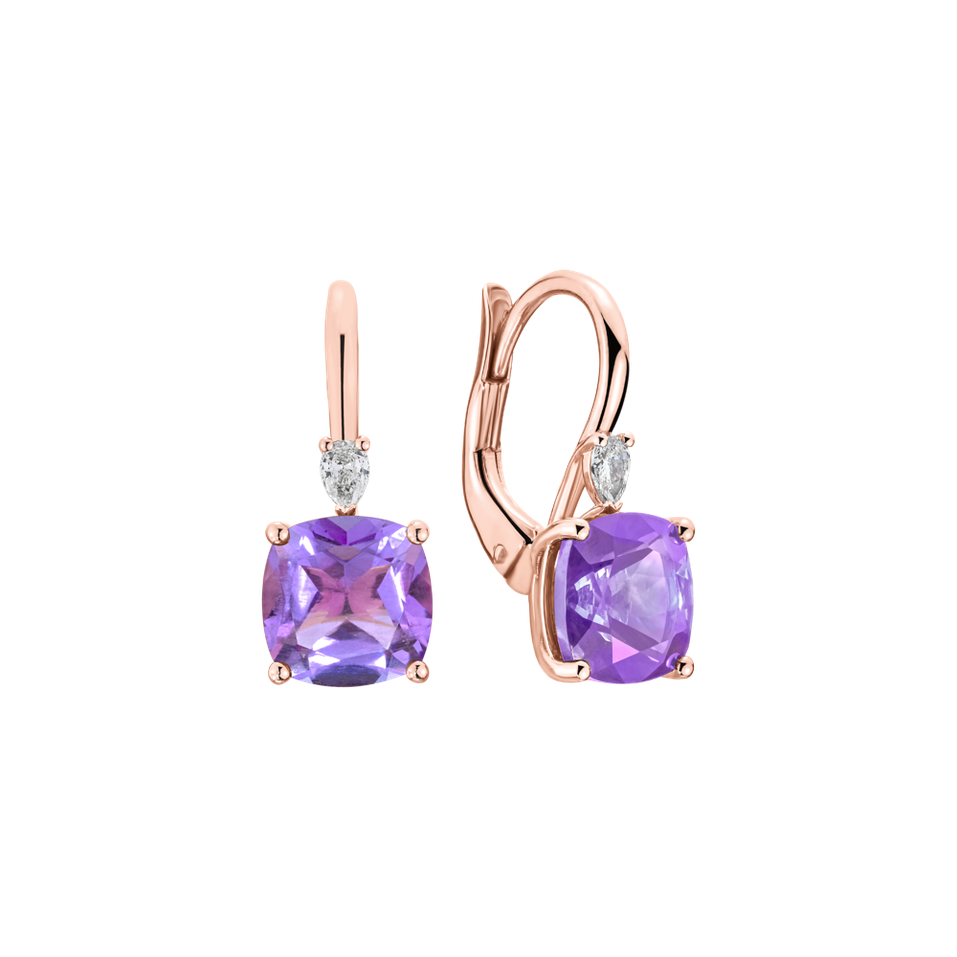 Náušnice s diamantem a ametystem Mirabel