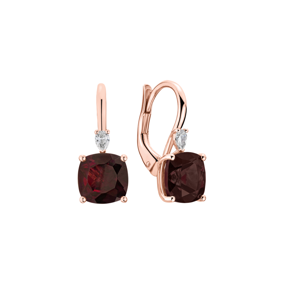 Náušnice s diamantem a rhodolitem Mirabel