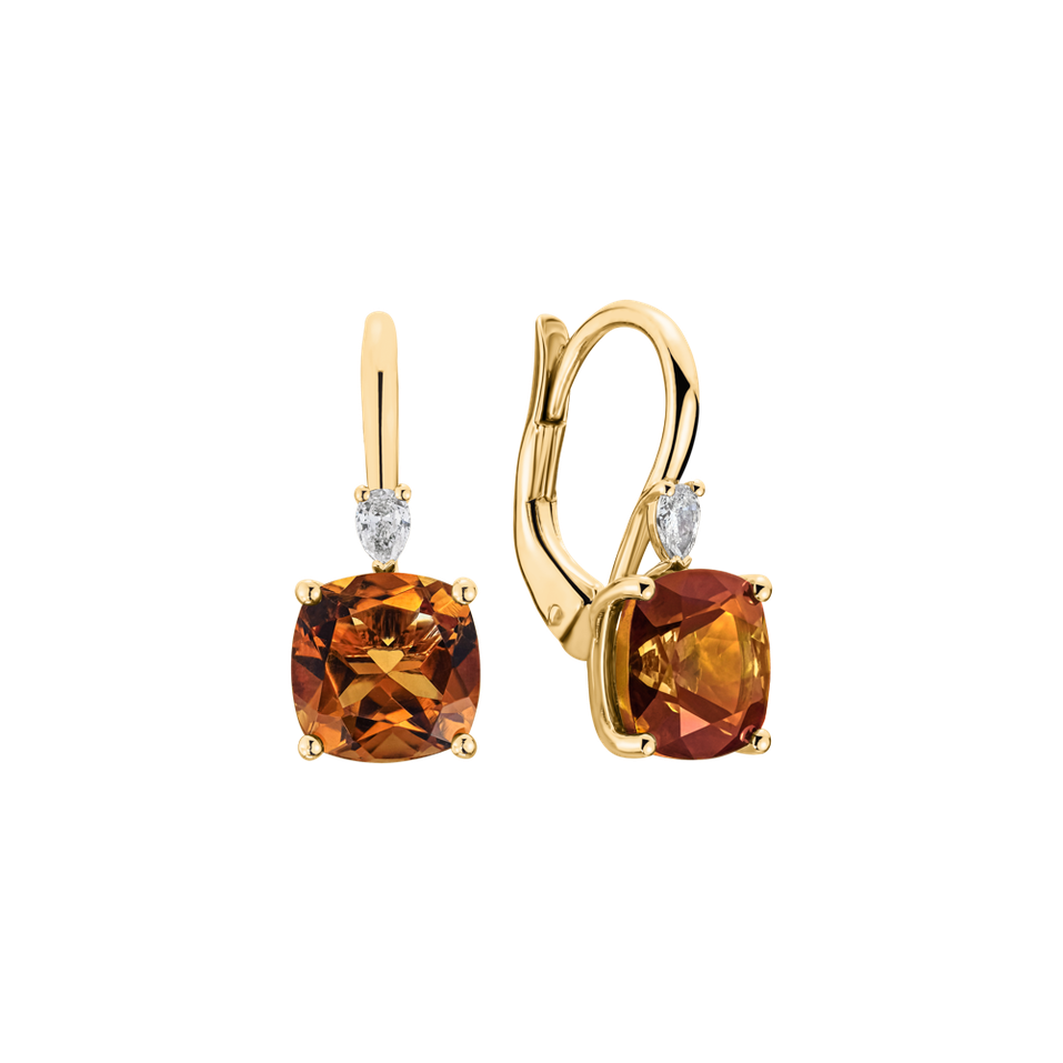 Náušnice s diamantem a citrínem Mirabel