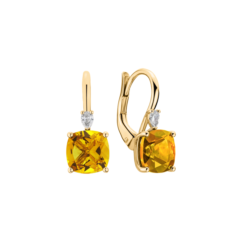 Náušnice s diamantem a citrínem Mirabel