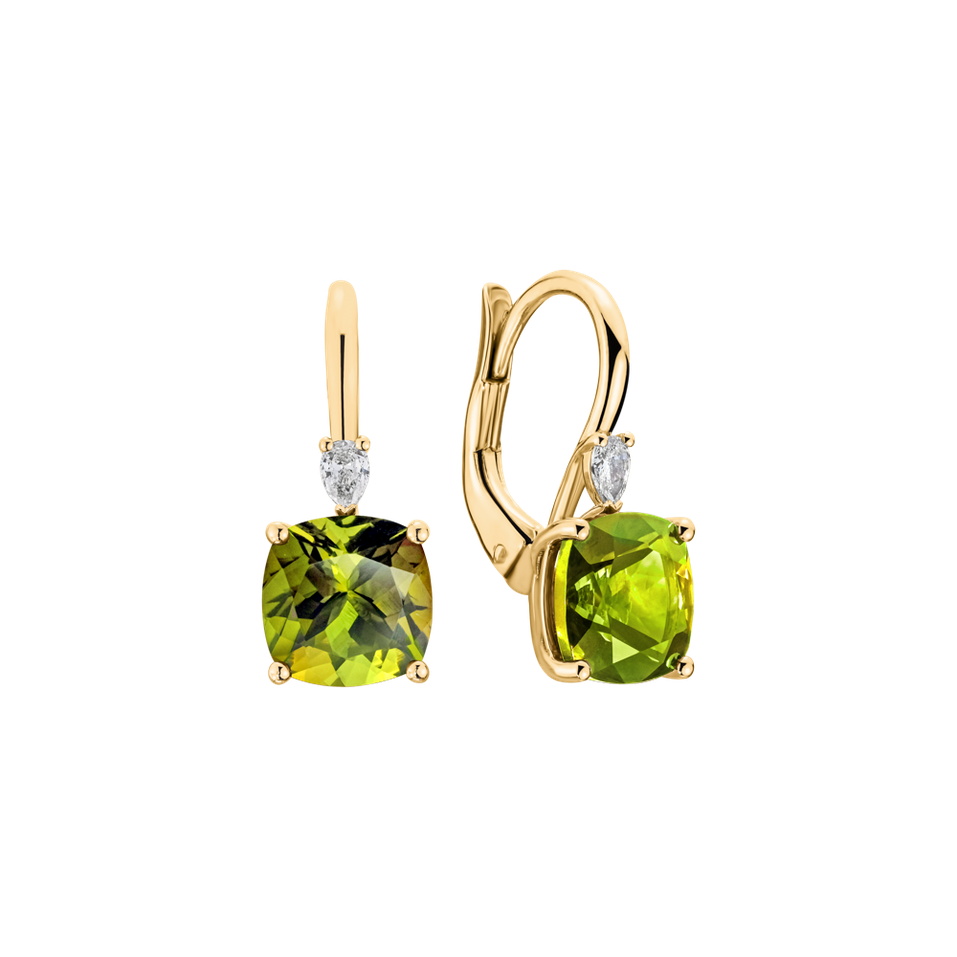 Náušnice s diamantem a peridotem Mirabel