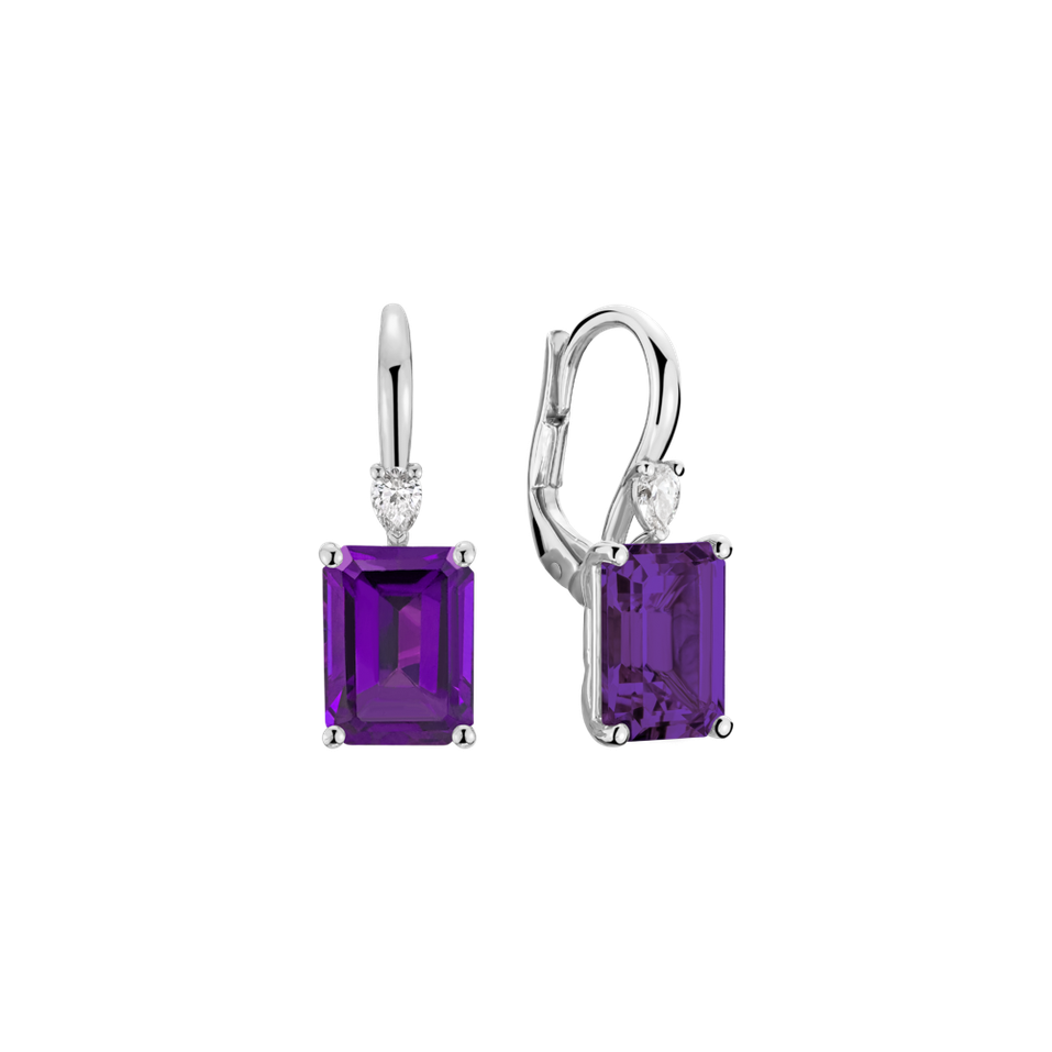 Náušnice s diamantem a ametystem Royal Cordelia