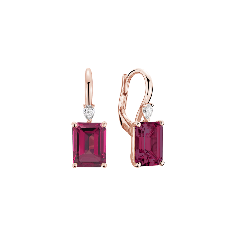 Náušnice s diamantem a rhodolitem Royal Cordelia