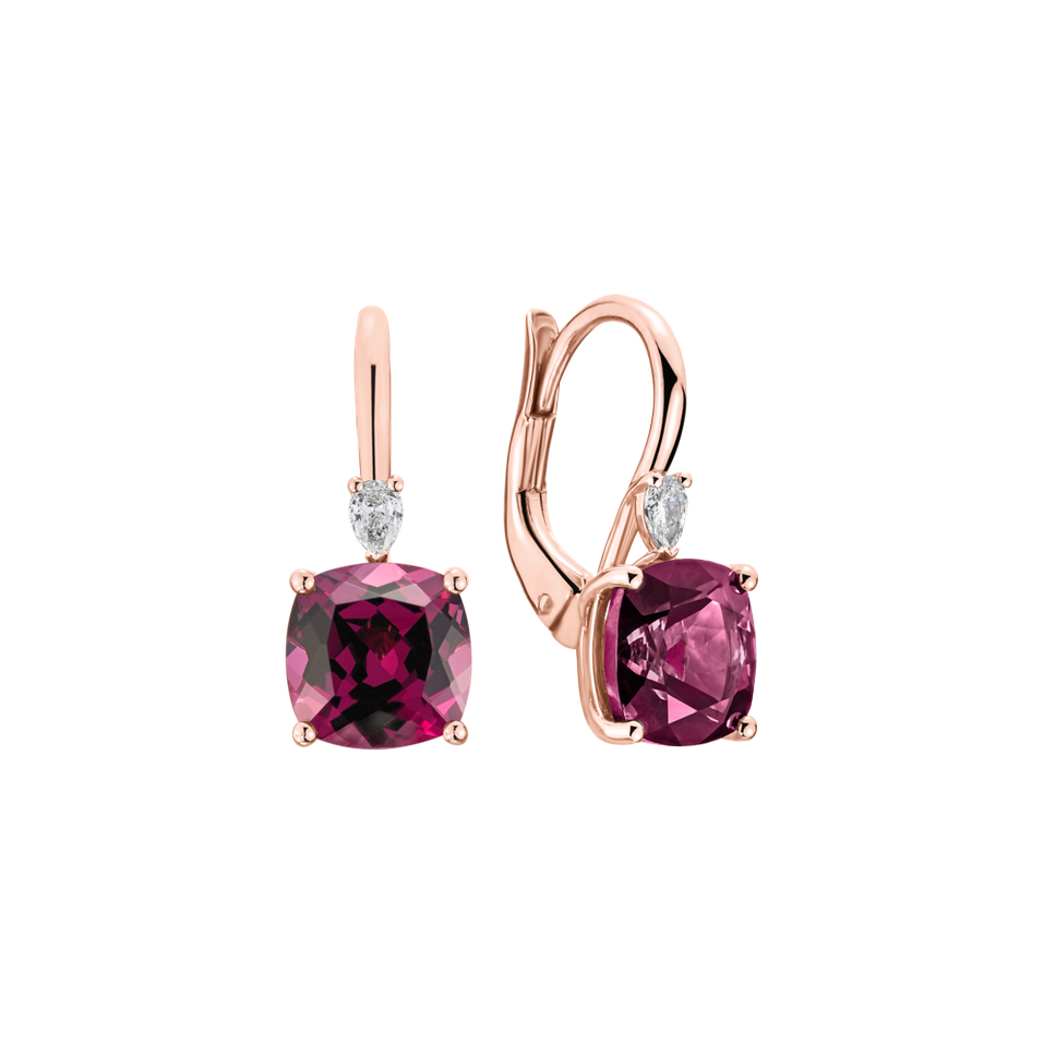 Náušnice s diamantem a rhodolitem Cassian