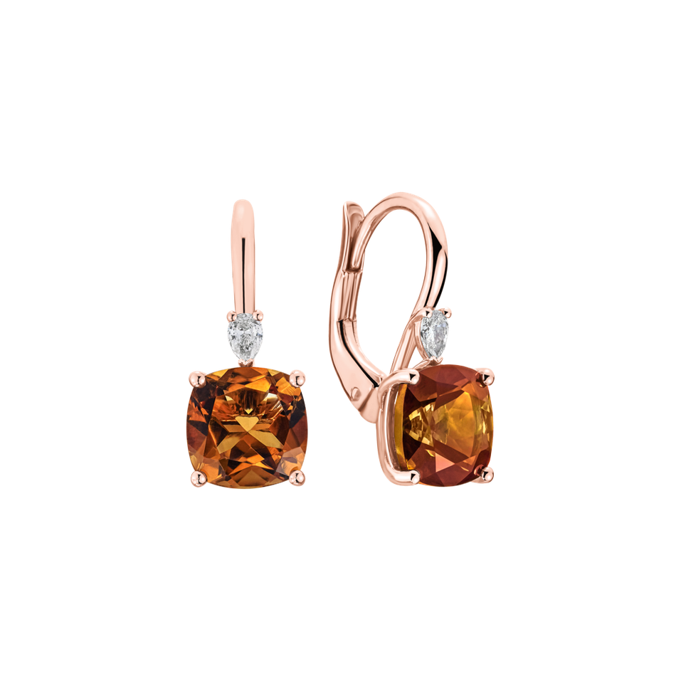 Náušnice s diamantem a citrínem Cassian