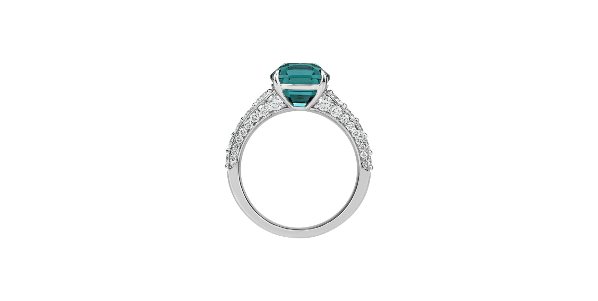 Prsten s diamanty a turmalínem Seafoam Spark