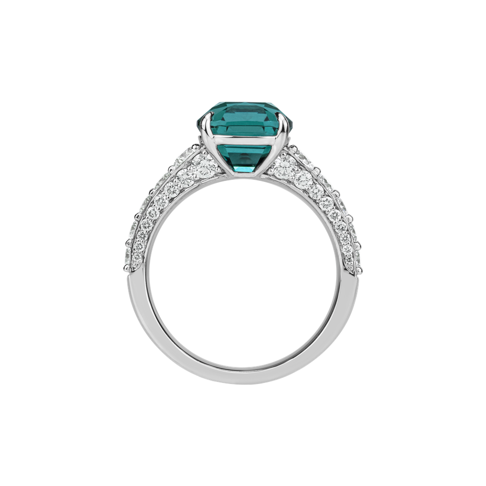Prsten s diamanty a turmalínem Seafoam Spark