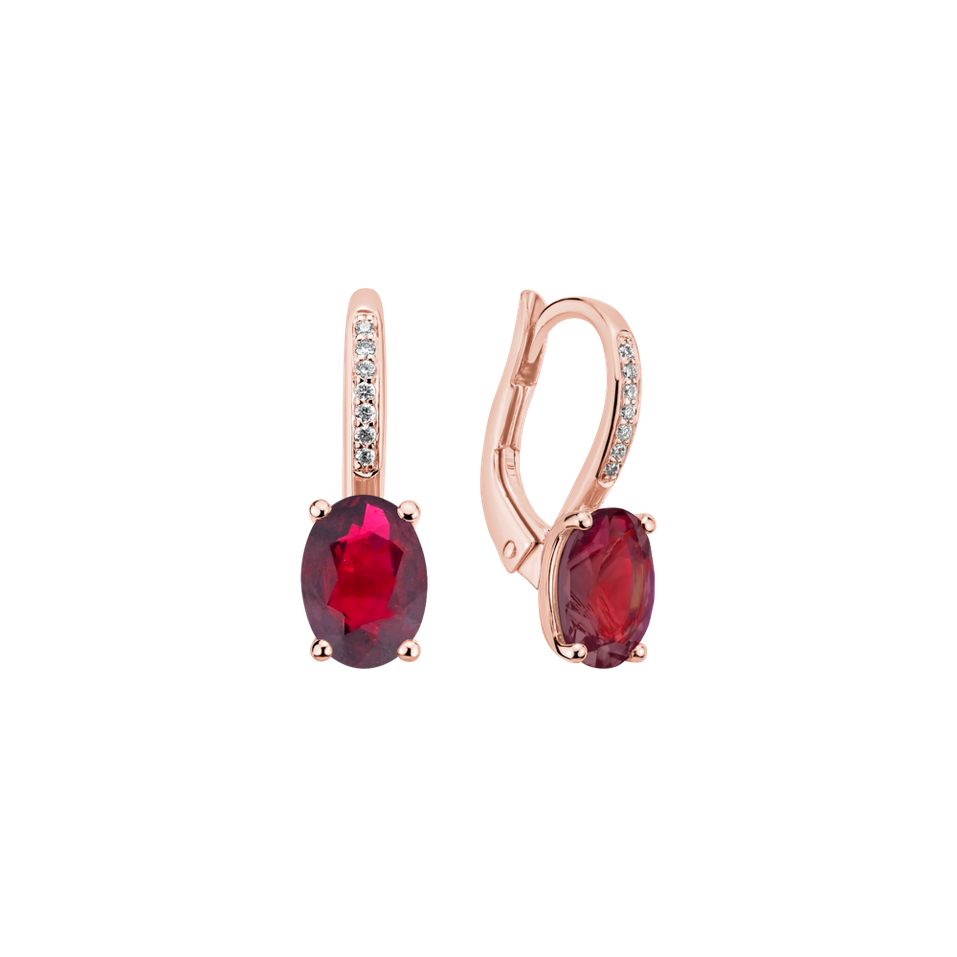 Náušnice s diamanty a rubínem Lucrezia