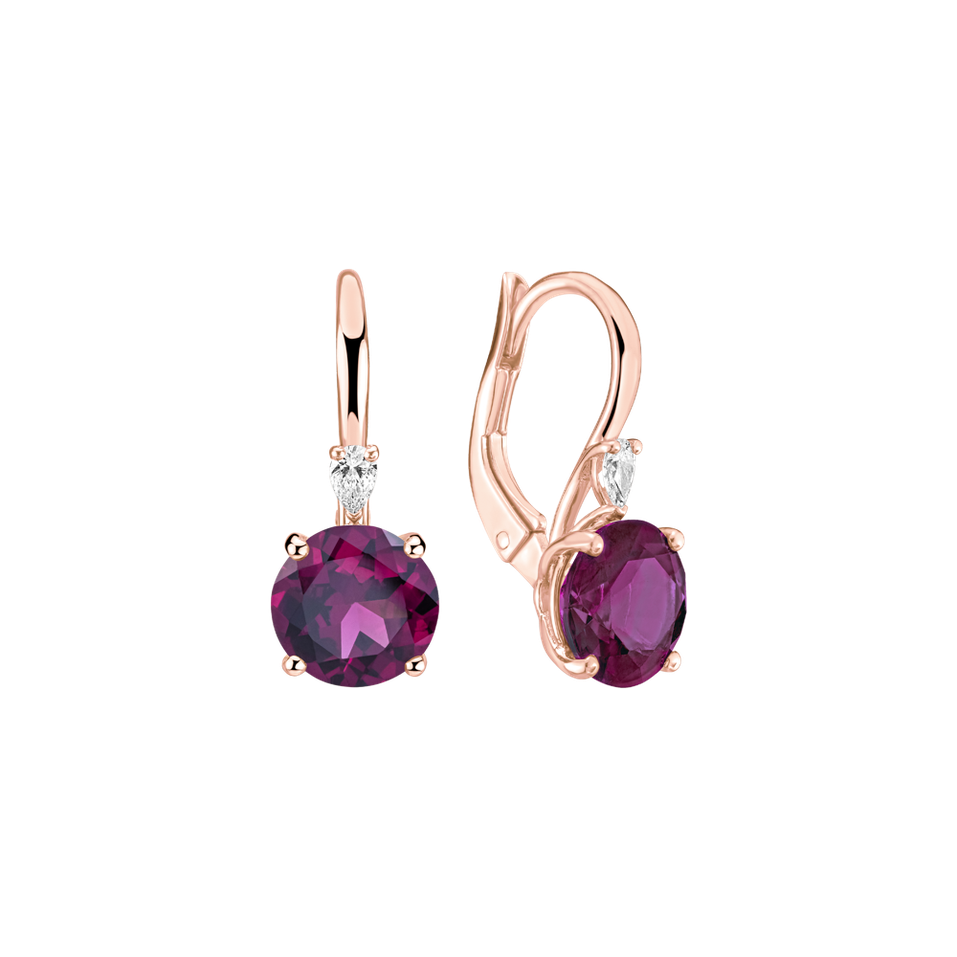 Náušnice s diamantem a rhodolitem Noctir