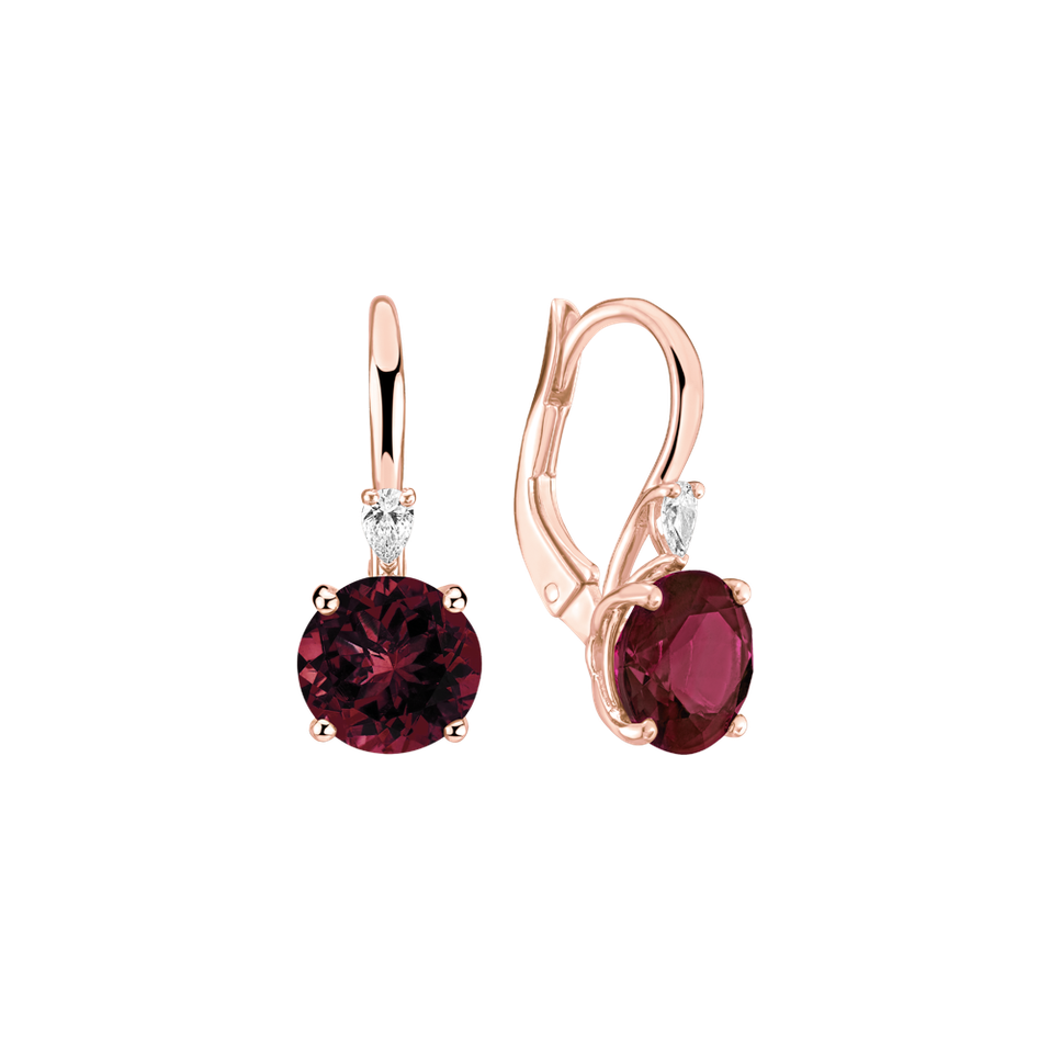 Náušnice s diamantem a rhodolitem Mariella