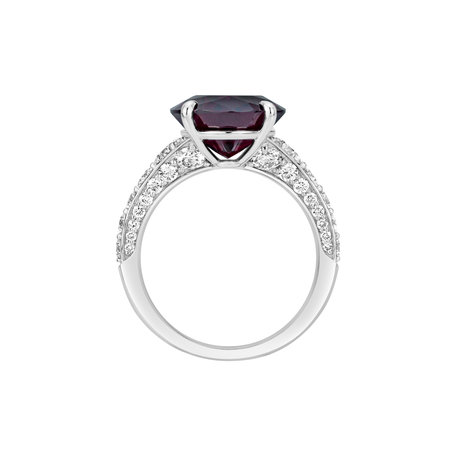Prsten s diamanty a rhodolitem Mist of Rose