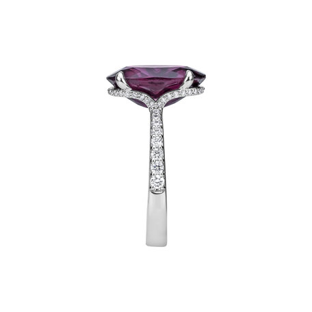 Prsten s diamanty a rhodolitem Burgundy Flame