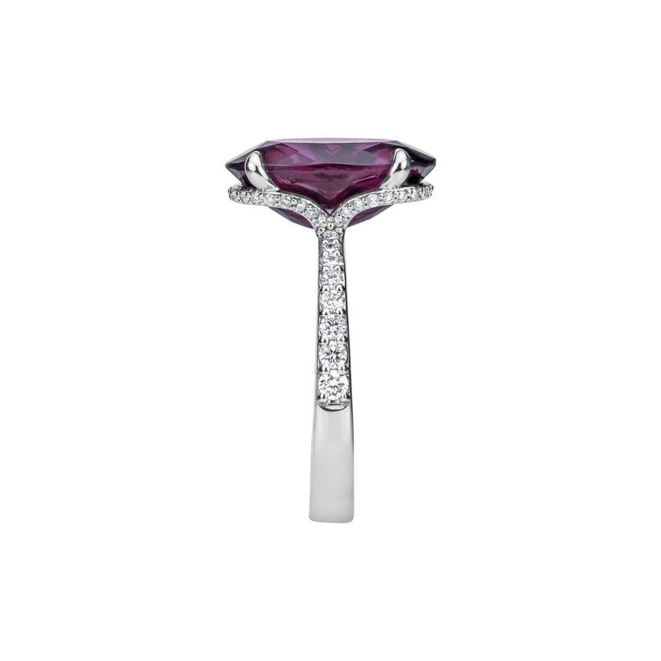 Prsten s diamanty a rhodolitem Burgundy Flame