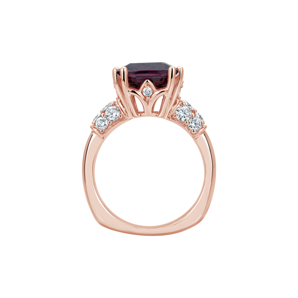 Prsten s diamanty a rhodolitem Crimson Dusk