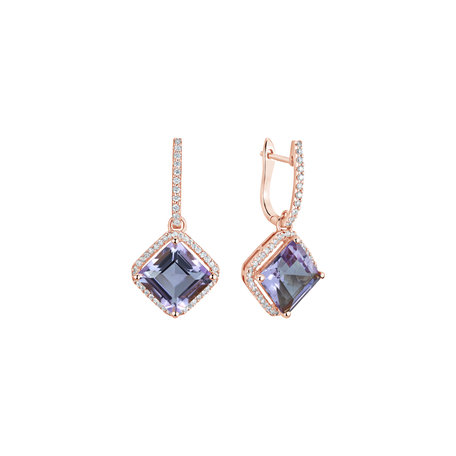 Náušnice s diamanty a ametystem Starlight Cascade