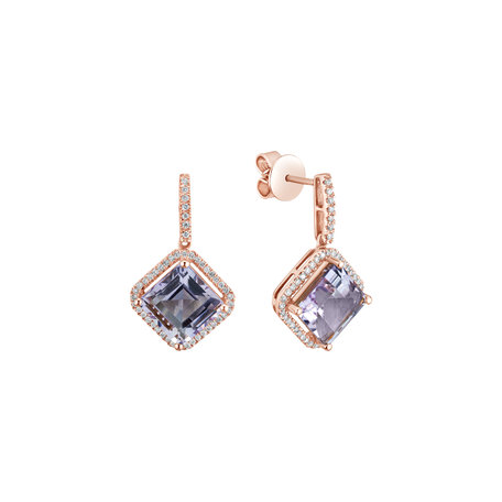 Náušnice s diamanty a ametystem Starlight Cascade