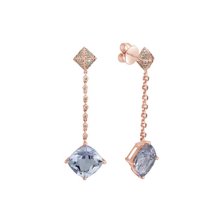 Náušnice s diamanty a ametystem Fairy Chain