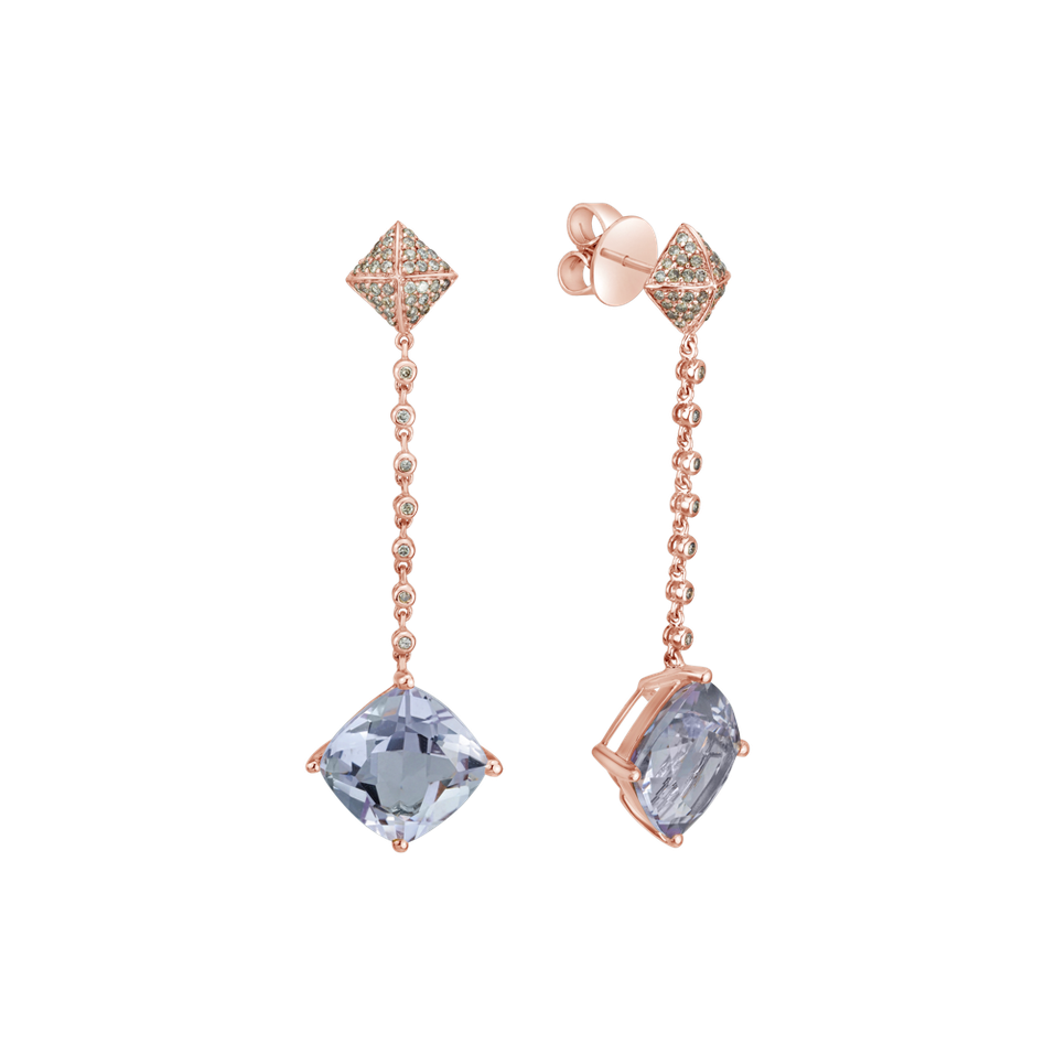 Náušnice s diamanty a ametystem Fairy Chain