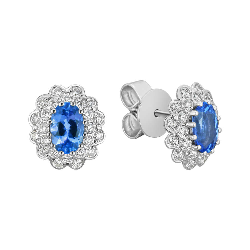 Náušnice s diamanty a tanzanitem Fairy Goddess