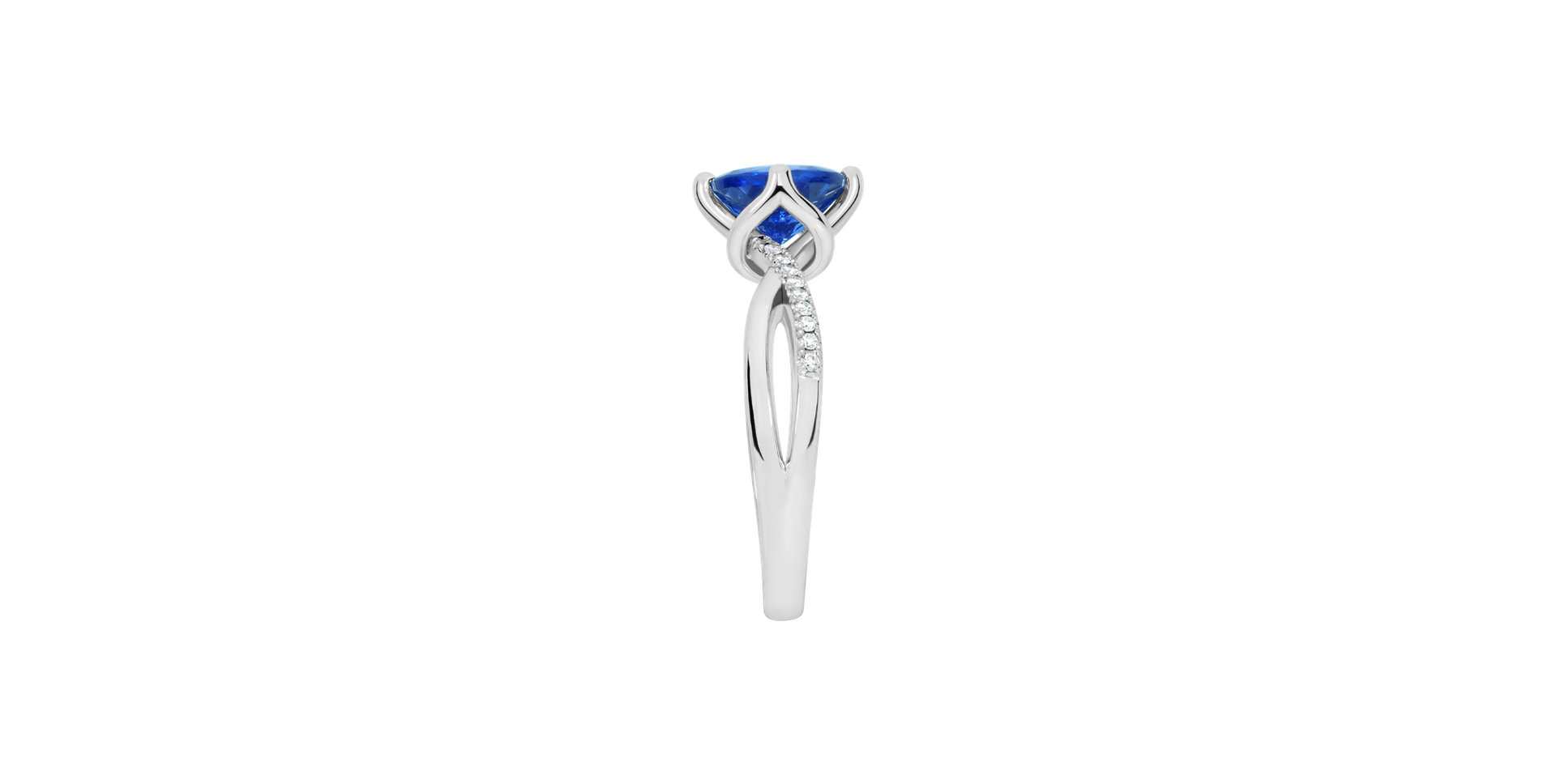 Prsten s diamanty a tanzanitem Hollow Moon