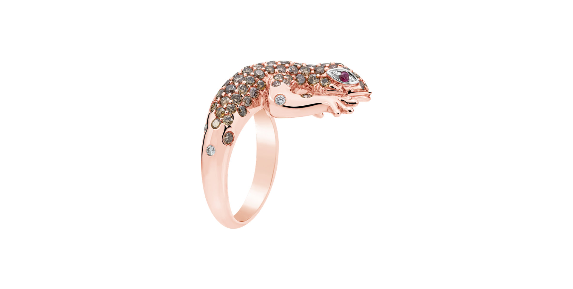 Prsten s diamanty a rubíny Sparkling Lizard