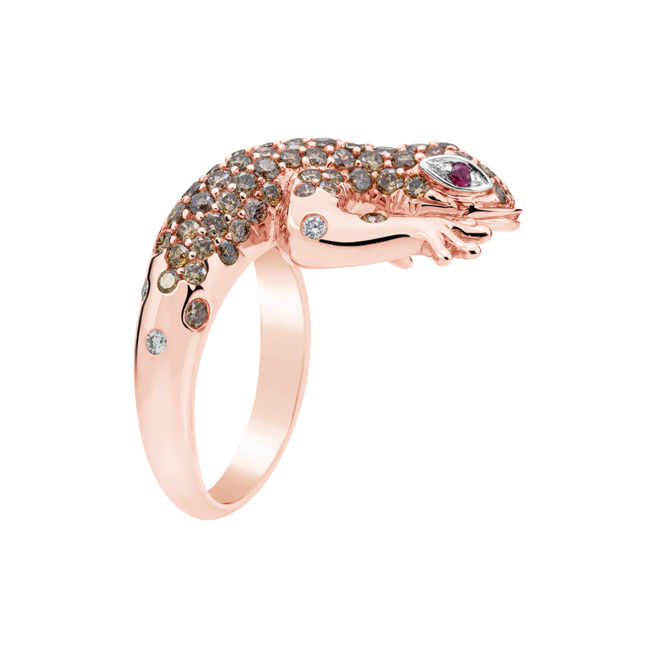 Prsten s diamanty a rubíny Sparkling Lizard