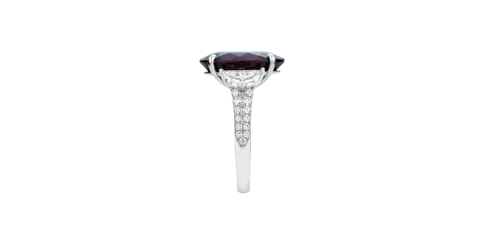 Prsten s diamanty a rhodolitem Silent Muse