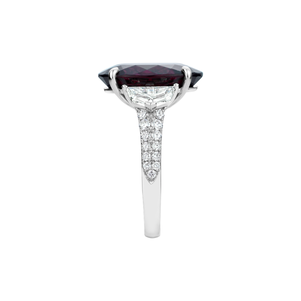 Prsten s diamanty a rhodolitem Silent Muse