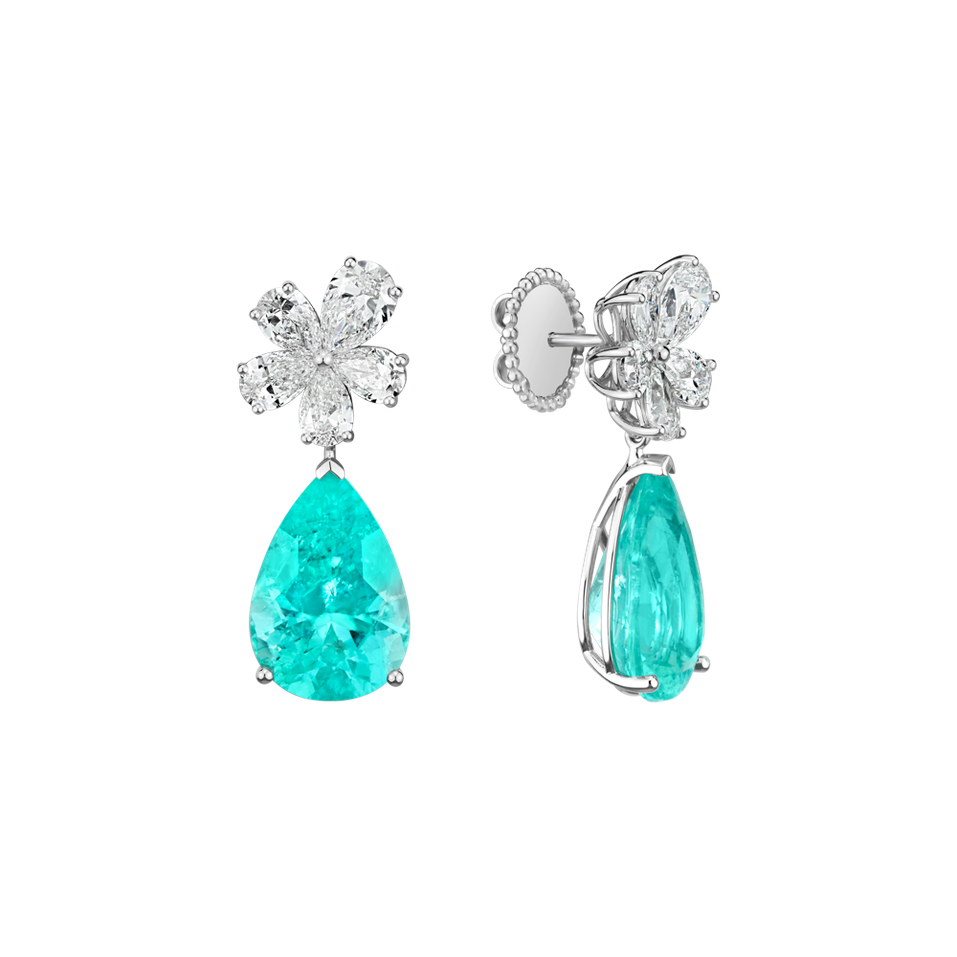 Náušnice s diamanty a paraibou Paraiba Grace