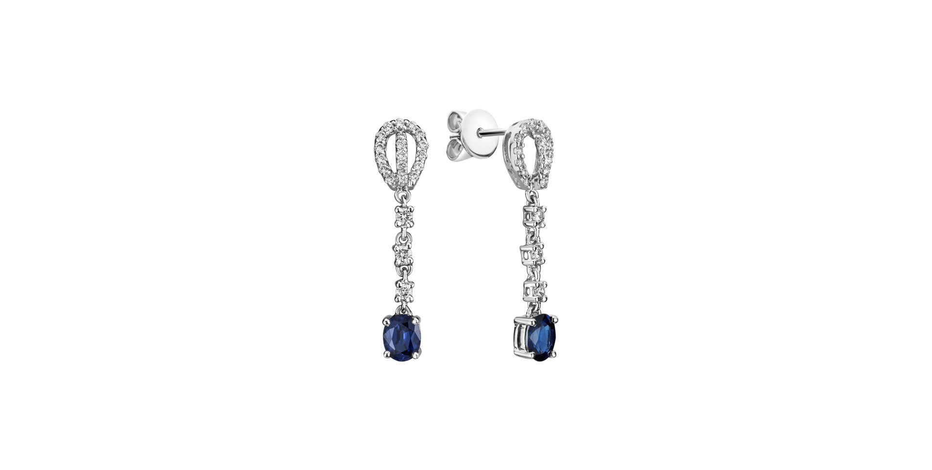 Náušnice s diamanty a safírem Comet