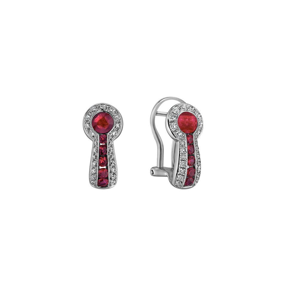 Náušnice s rubínem a diamanty Kayden