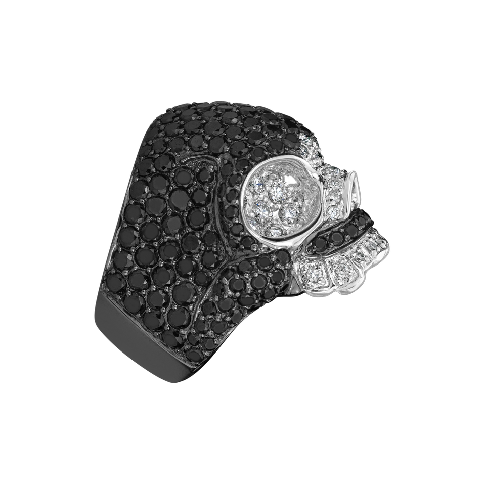 Prsten s diamanty Black Skull