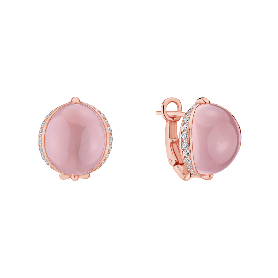 Náušnice s růženínem a diamanty Pink Passion