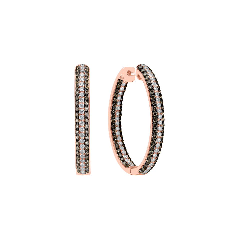 Náušnice s bílými a hnědými diamanty Delicate Secret