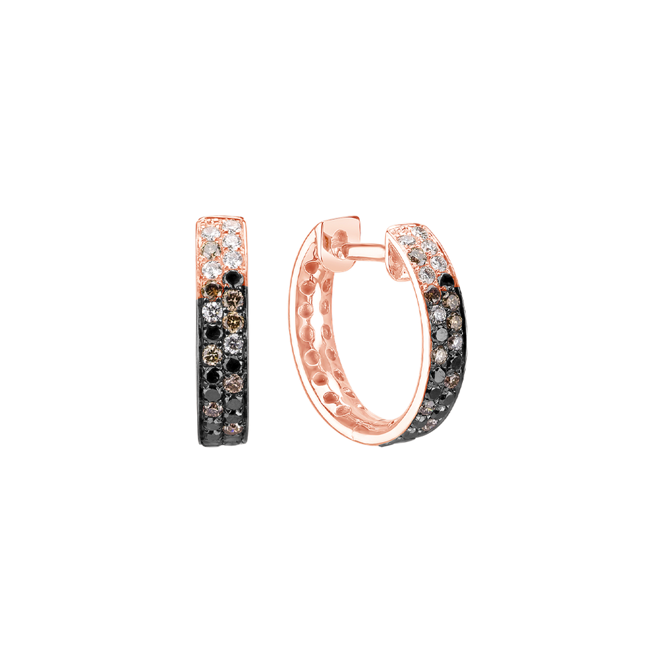 Náušnice s bílými, hnědými a černými diamanty Inferno Love