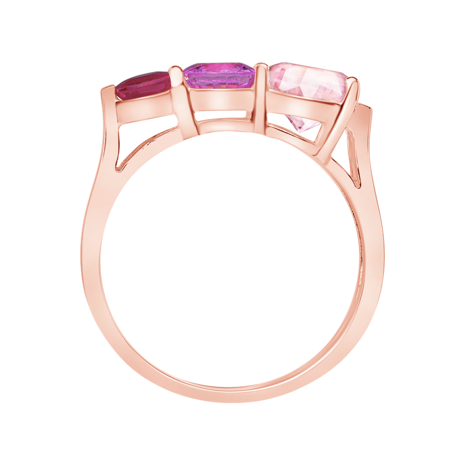 Prsten s rubínem, růženínem a safírem Tripple Bonbons