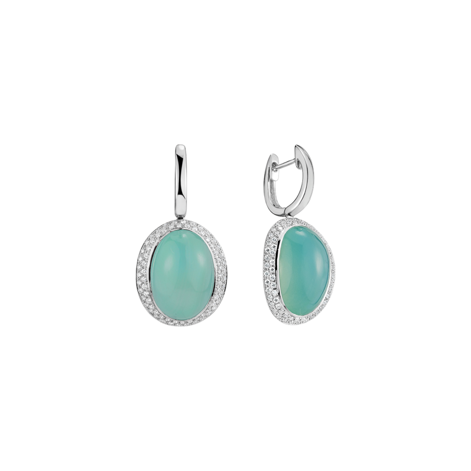 Náušnice s chalcedonem a diamanty Spring Aura