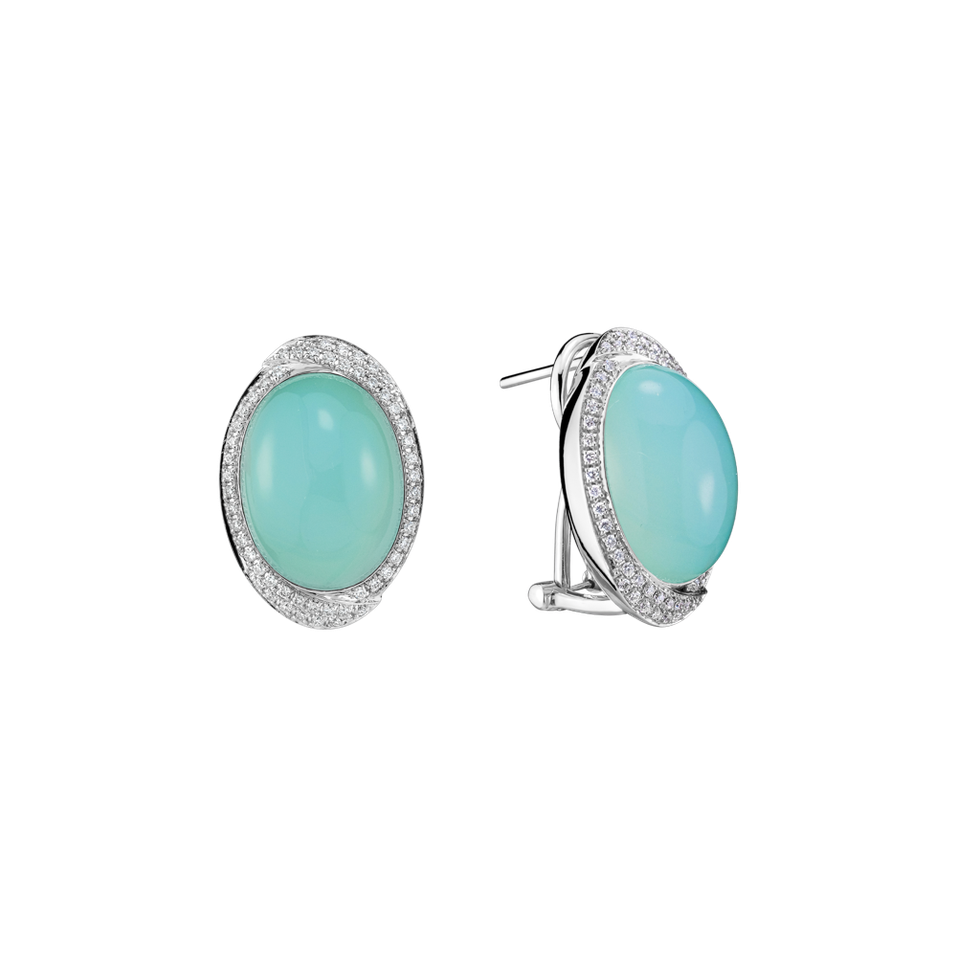 Náušnice s chalcedonem a diamanty Nighht Bloom