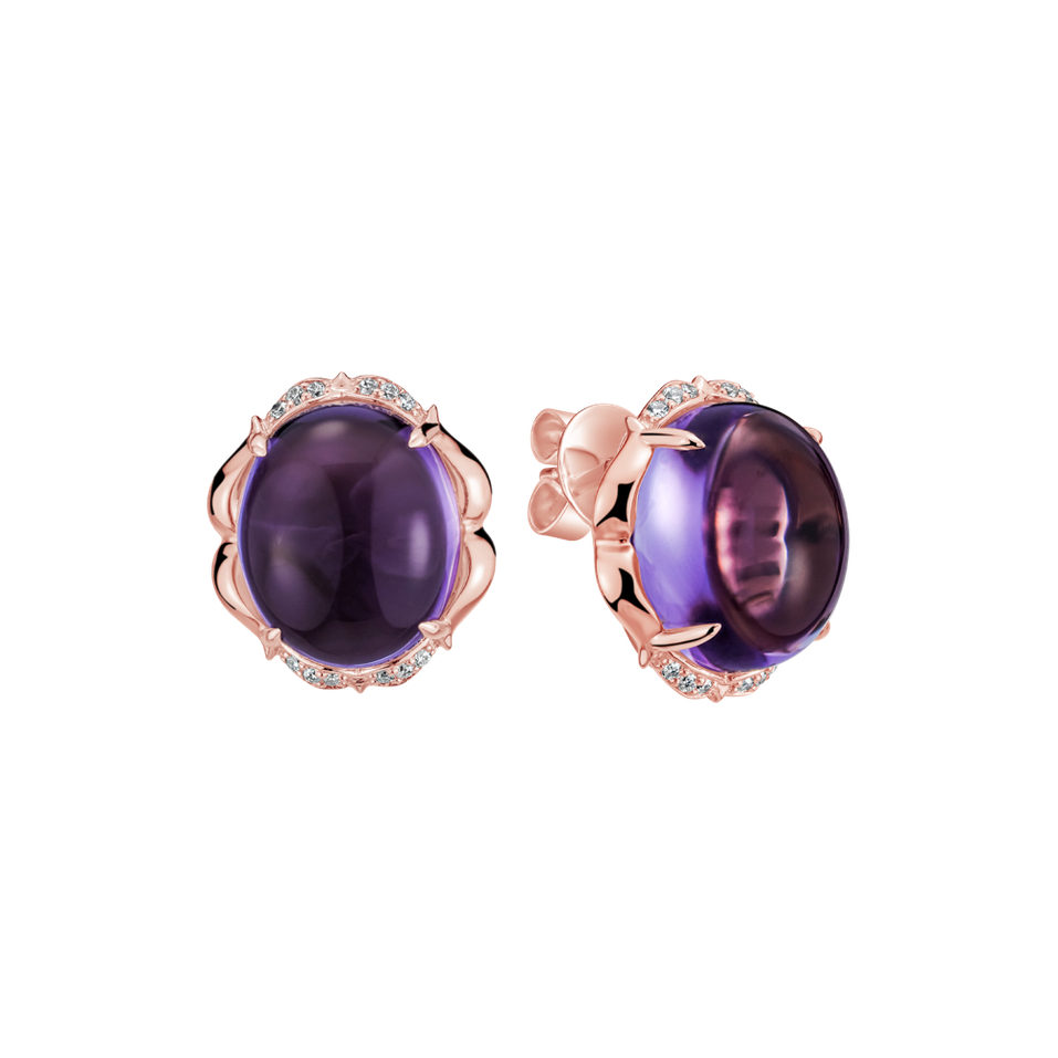 Náušnice s diamanty a ametystem Bloomira