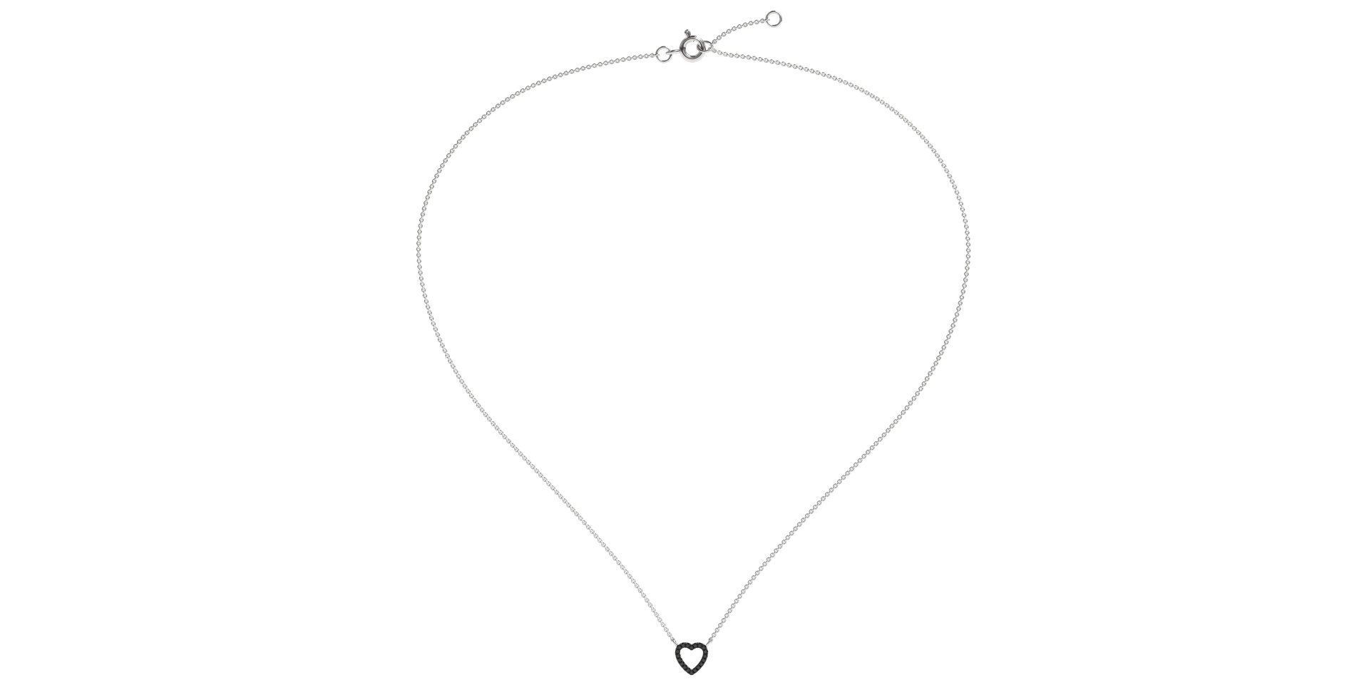 Náhrdelník s černými a bílými diamanty Tender Heart