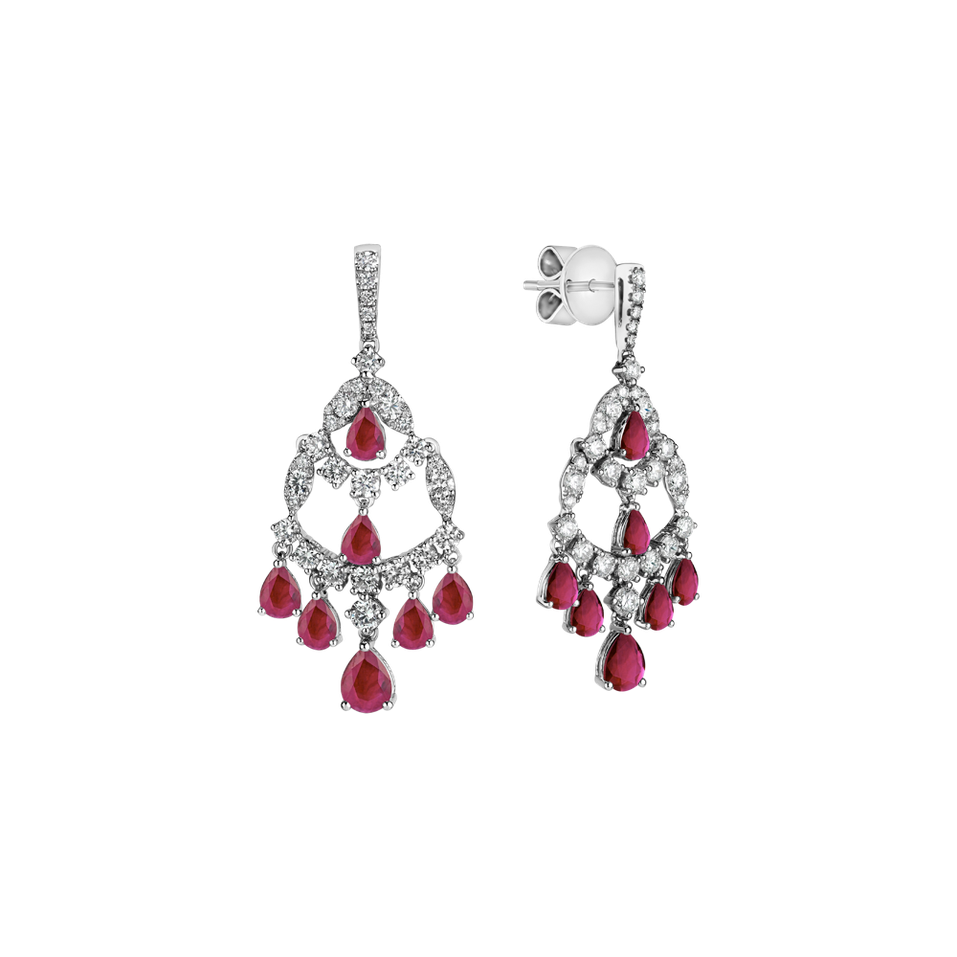 Náušnice s diamanty a rubíny Imperial Mesh