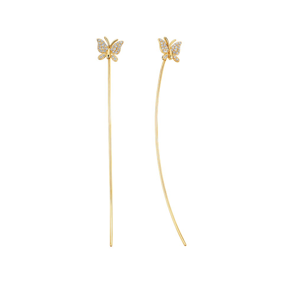 Náušnice s diamanty Butterfly Charm